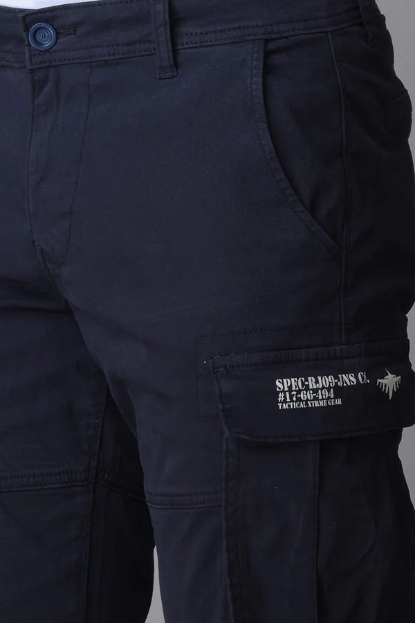 Navy Regular Fit Cargo Pant - Image 7