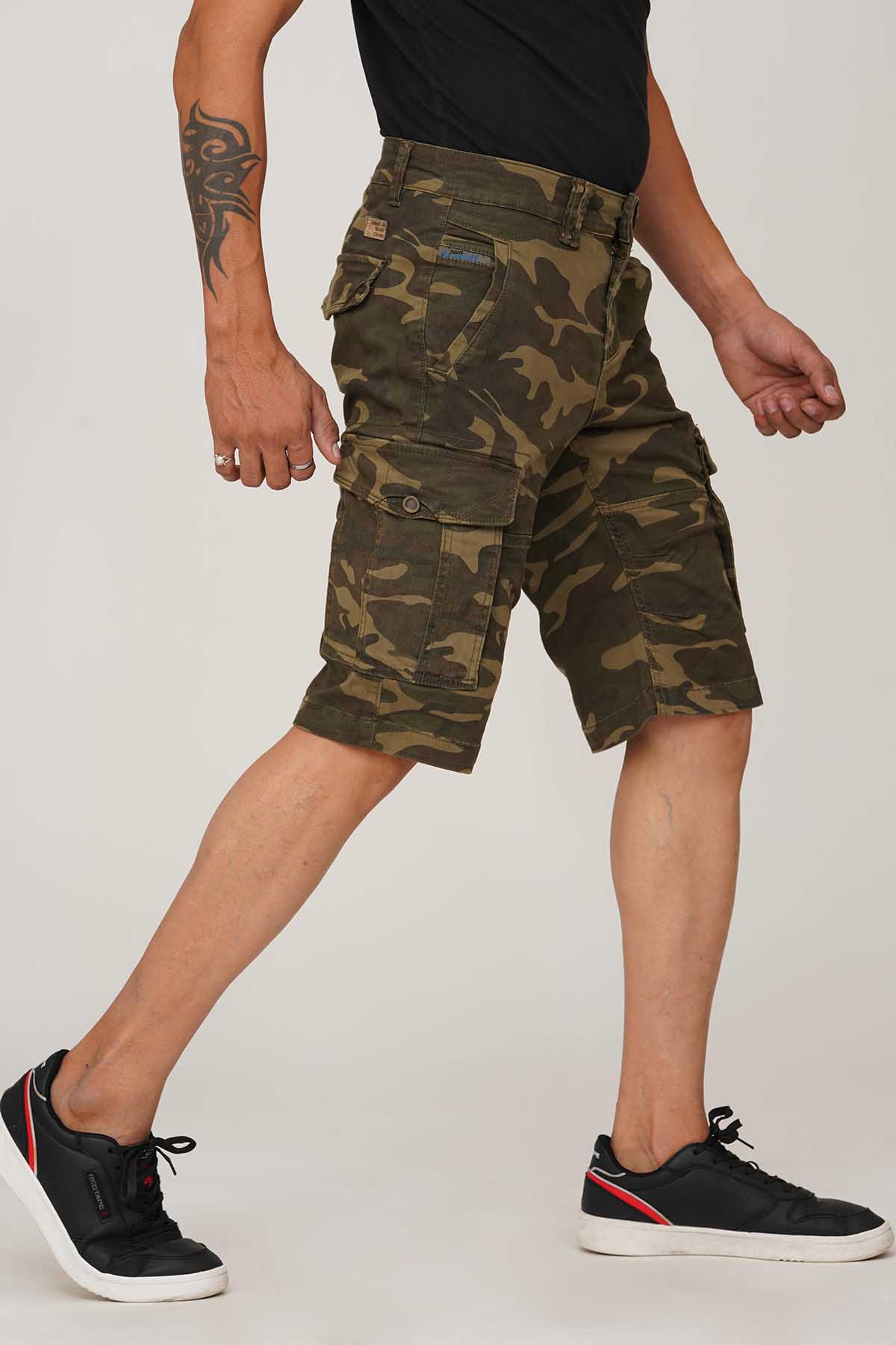 Olive Camo Print Cargo Short - Image 3