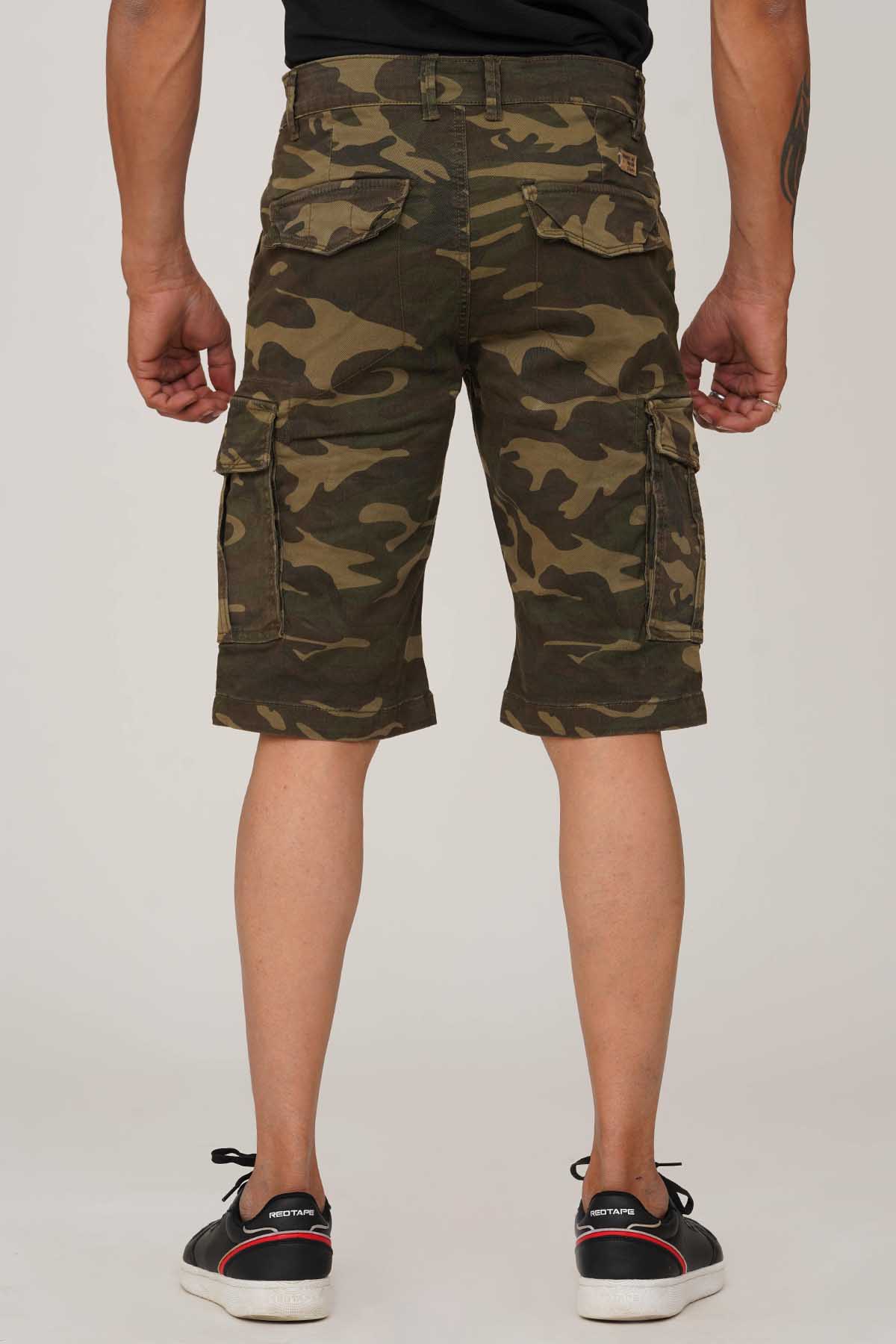 Olive Camo Print Cargo Short - Image 4