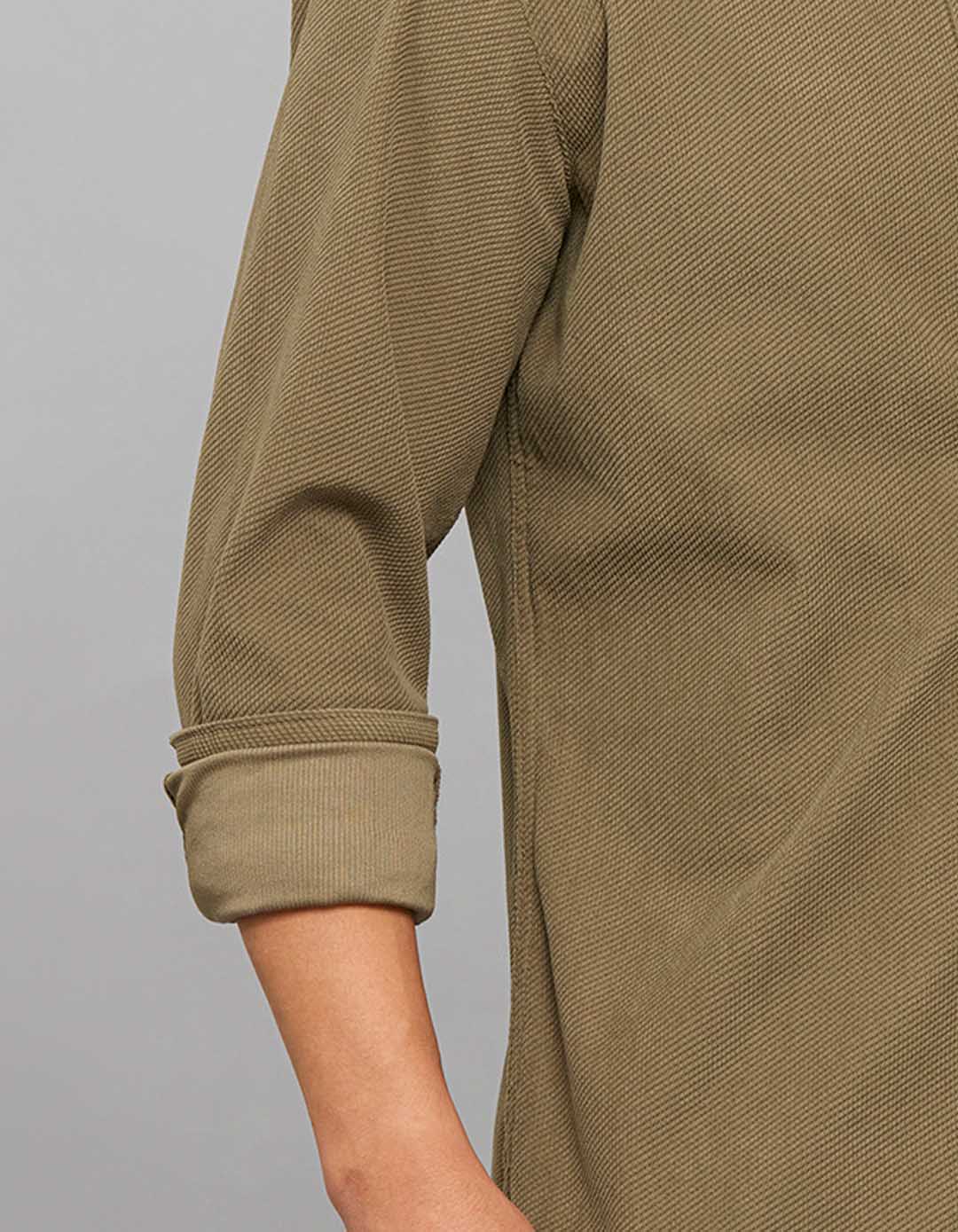 Olive Full Sleeves Button Front Closure Shacket - Image 5