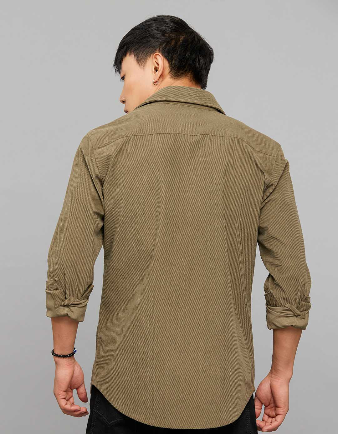 Olive Full Sleeves Button Front Closure Shacket - Image 6