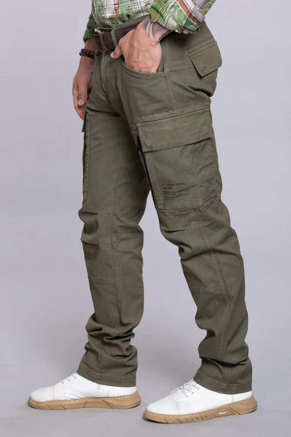 Olive Regular Fit Cargo Pant - Image 3