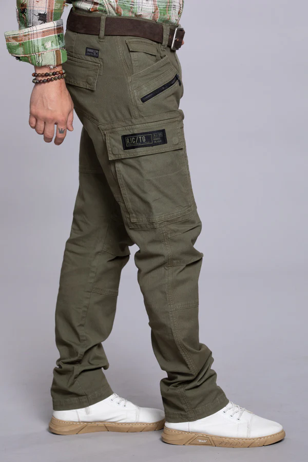 Olive Regular Fit Cargo Pant - Image 4