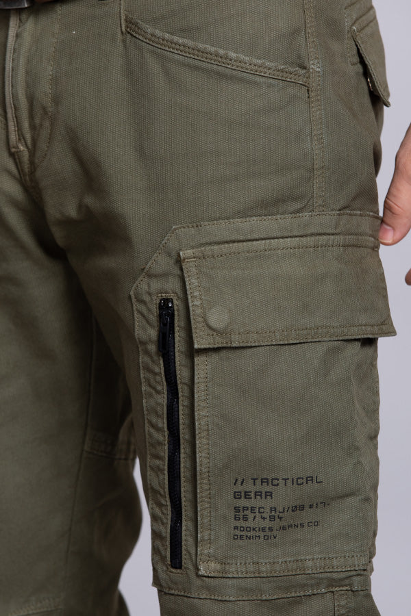 Olive Regular Fit Cargo Pant - Image 5