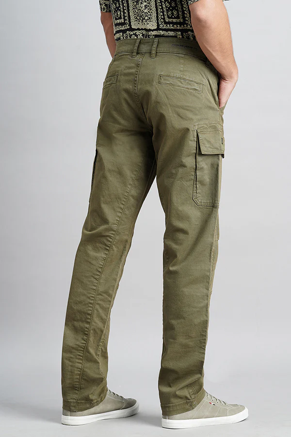 Olive Regular Fit Cargo Pant - Image 4