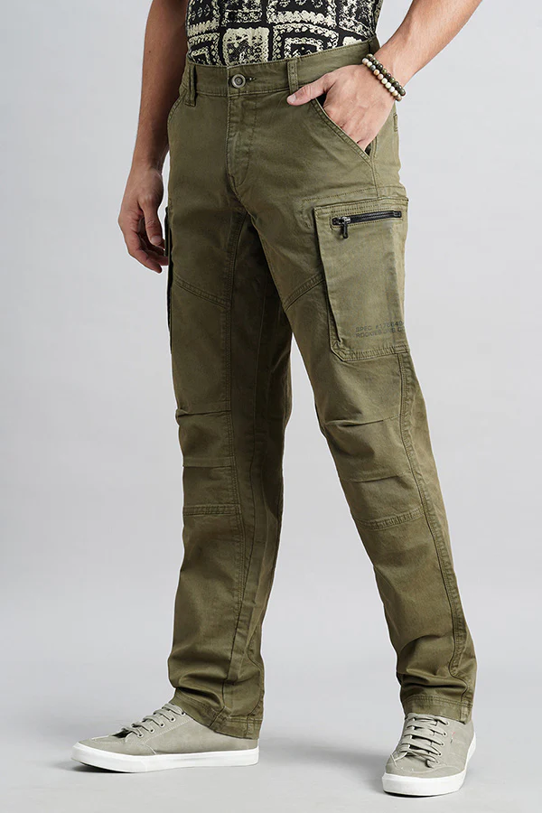 Olive Regular Fit Cargo Pant - Image 5