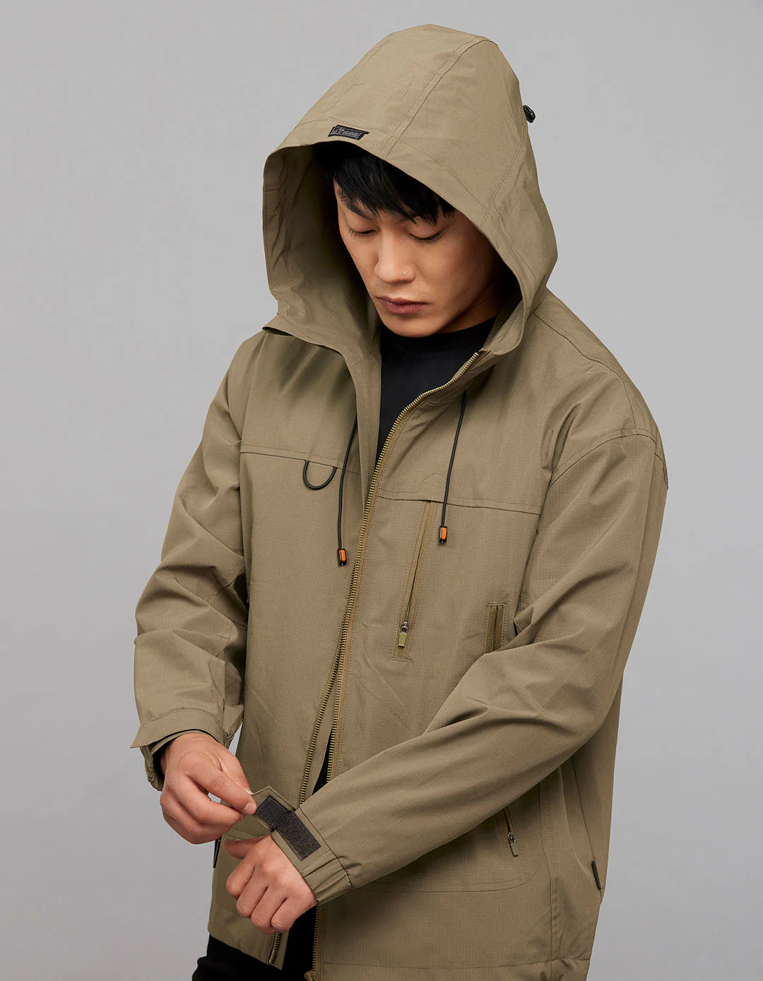 Olive Zipper Front Closure Long Sleeves Utility Jacket - Image 3