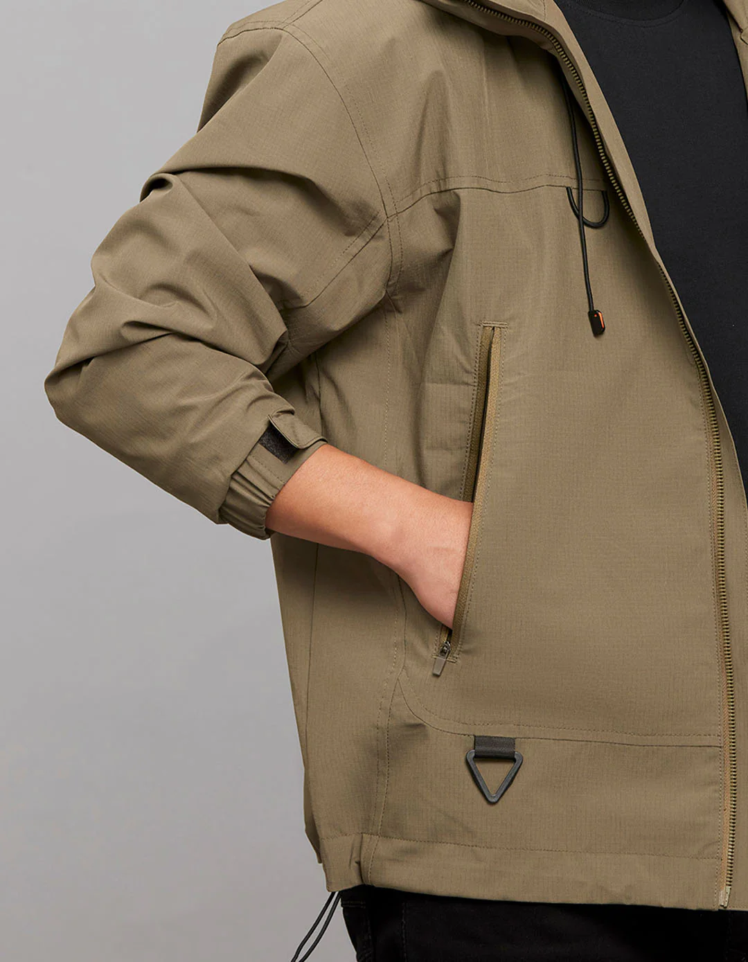 Olive Zipper Front Closure Long Sleeves Utility Jacket - Image 5