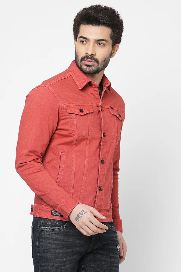 Rust Full Sleeve Cotton Jacket - Image 3