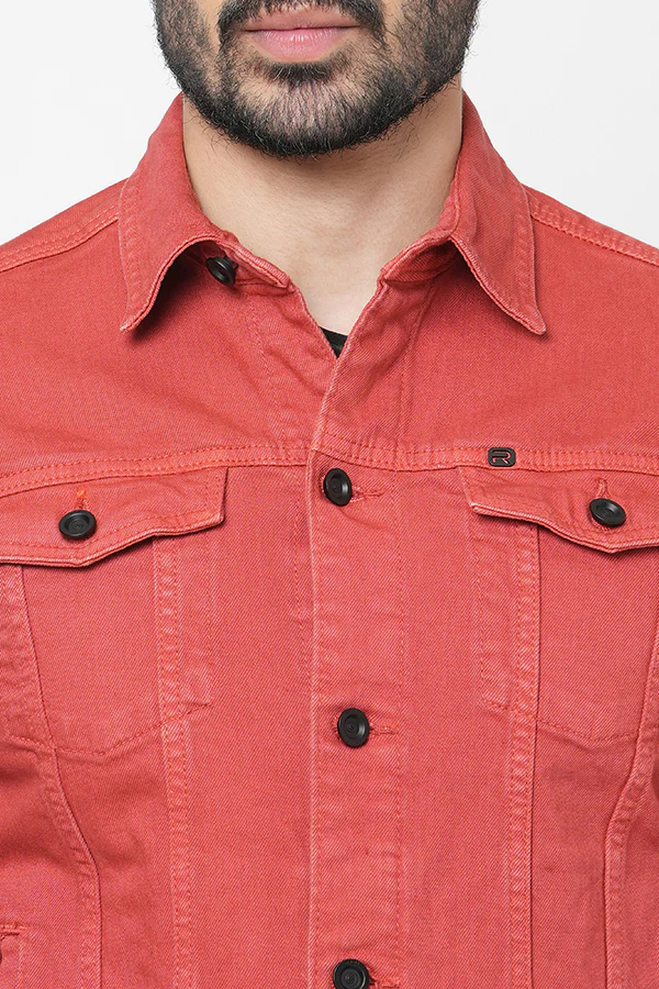 Rust Full Sleeve Cotton Jacket - Image 7