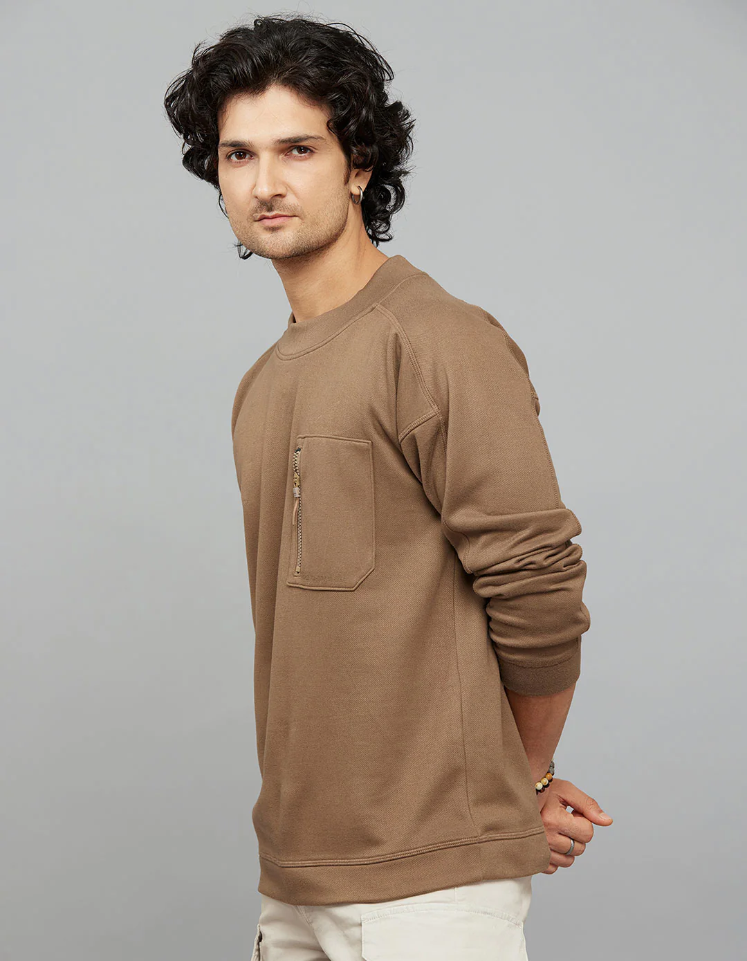 Sand Round Neck Full Sleeves Sweat Shirt - Image 4